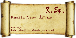Kanitz Szofrónia névjegykártya